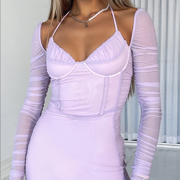 White Fox Boutique Dresses & Skirts - NWT White Fox Tough Choices Club Vegas Lilac Long Sleeve Corset Dress XS